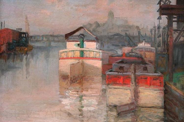 Carl Wagner Coal Barges on the Lower Schuylkill Spain oil painting art